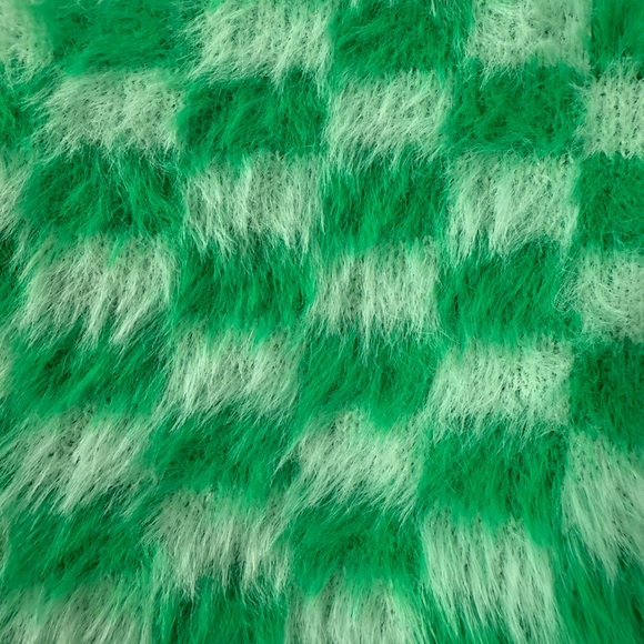 Zara Green Fuzzy Checkered Sweater - Picture 4 of 5